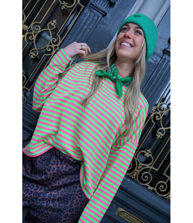 STREEP TOP KIM ROZE GIFGROEN