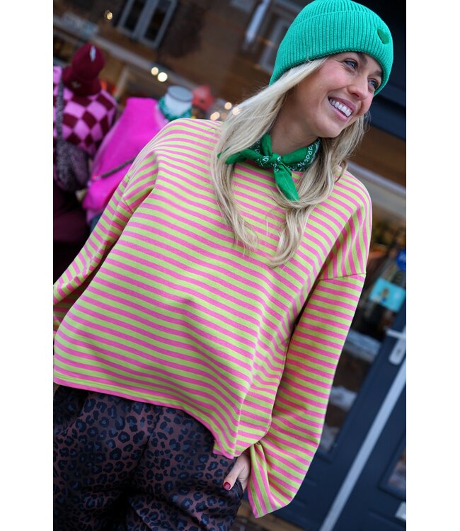 STREEP TOP SAAR ROZE GROEN