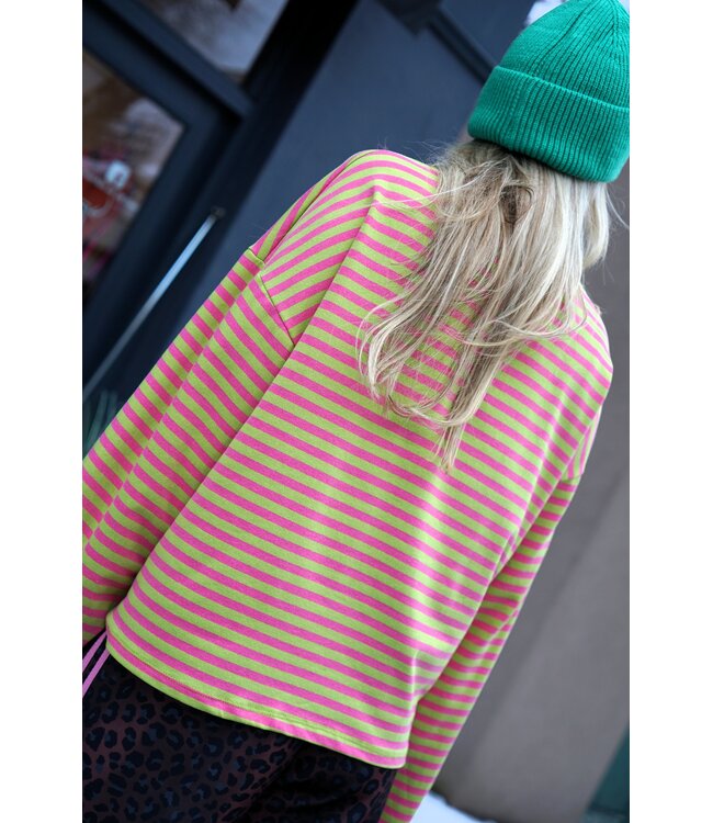 STREEP TOP SAAR ROZE GROEN