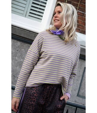 STREEP TOP KIM LILA GROEN