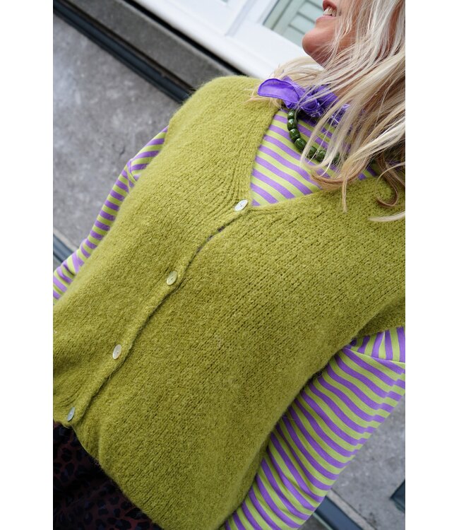 STREEP TOP KIM LILA GROEN