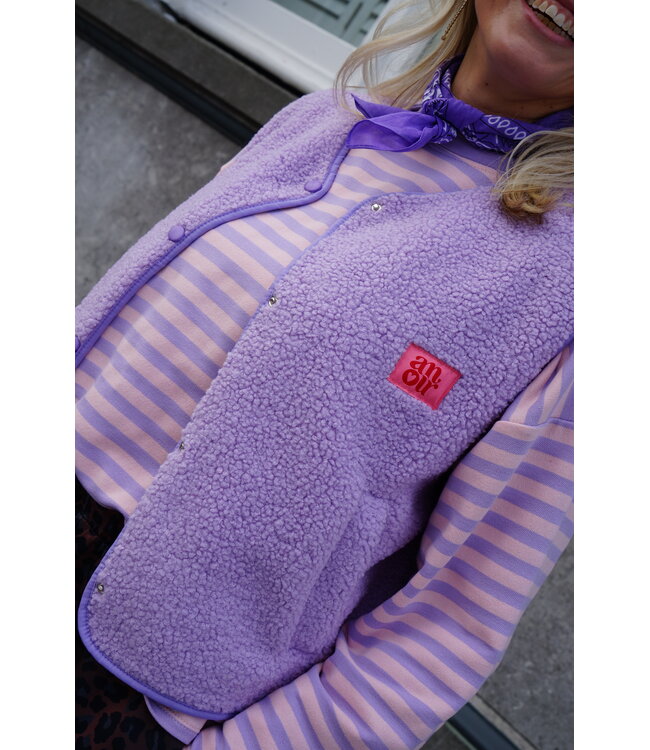 TEDDY GILET AMOUR LILA