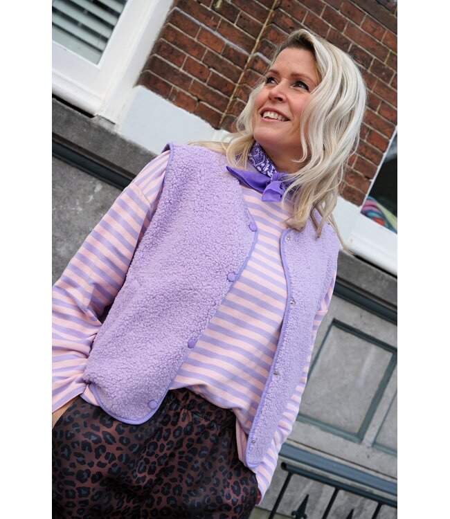 TEDDY GILET AMOUR LILA