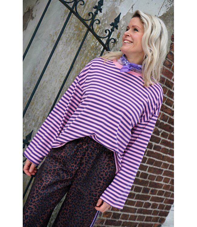 STREEP TOP SAAR PAARS ROZE