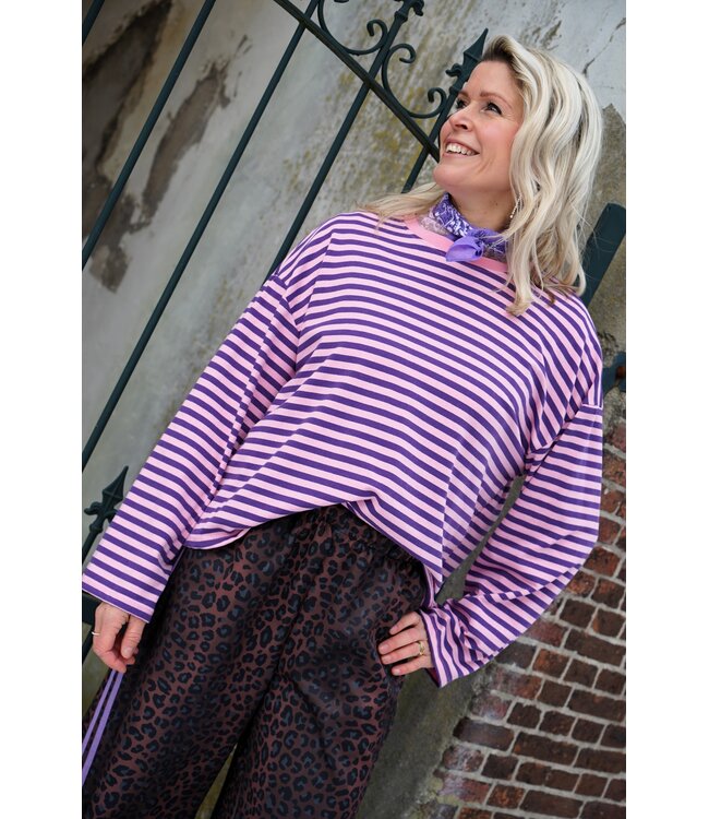 STREEP TOP SAAR PAARS ROZE