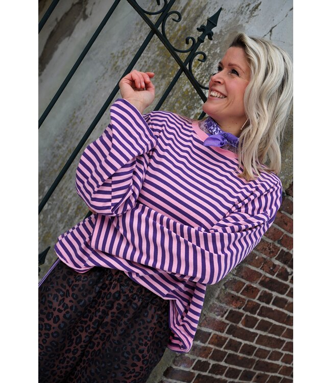 STREEP TOP SAAR PAARS ROZE