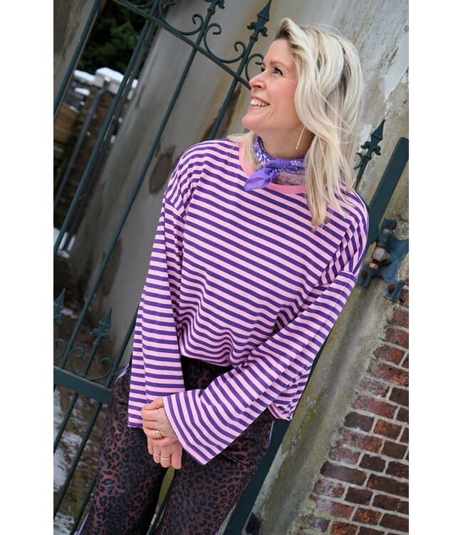 STREEP TOP SAAR PAARS ROZE