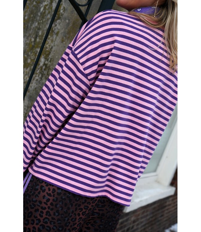 STREEP TOP SAAR PAARS ROZE