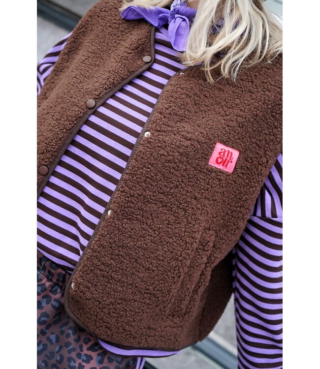 TEDDY GILET AMOUR BRUIN