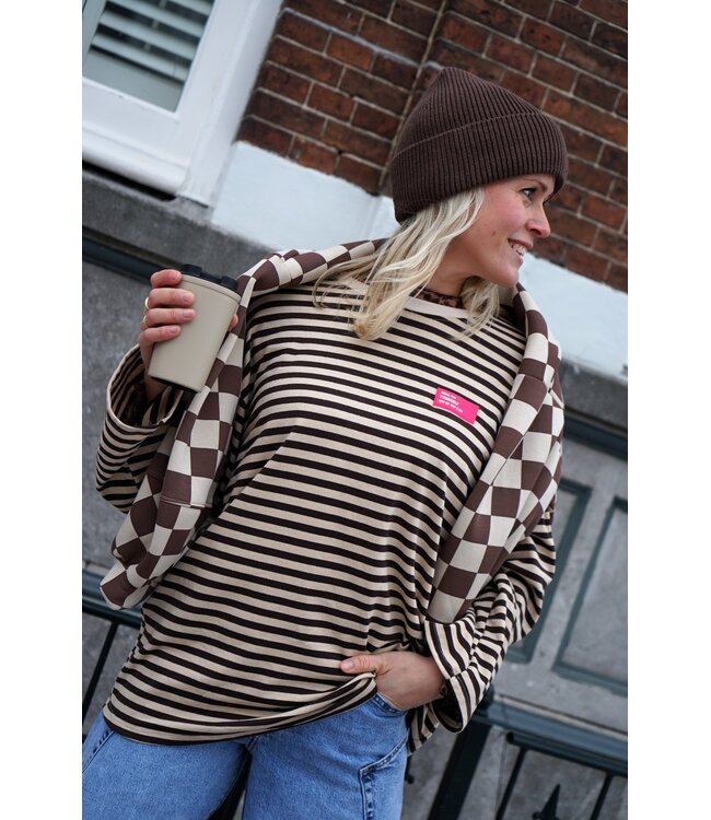 OVERSIZED STREEP TOP BRUIN BEIGE