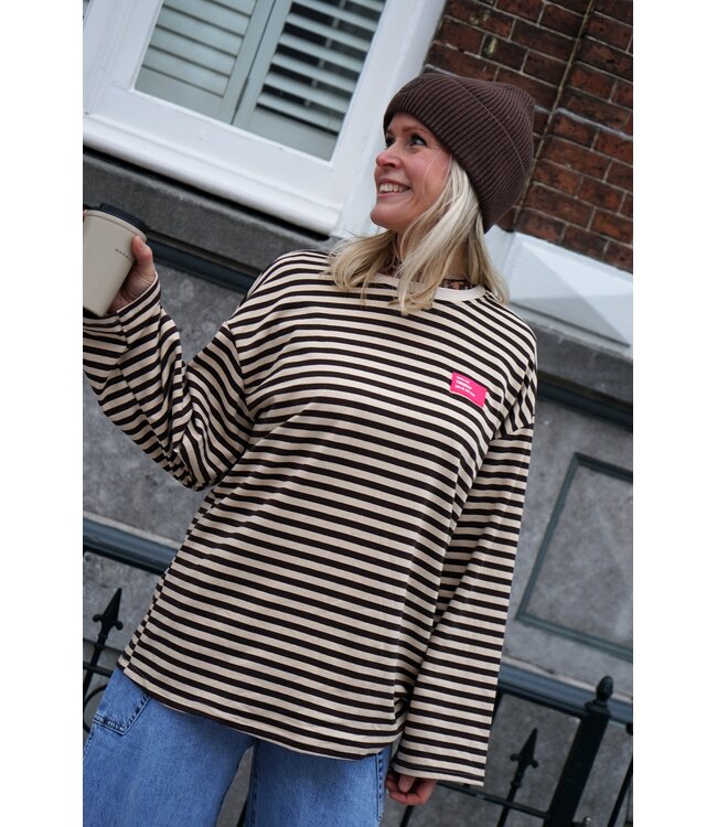 OVERSIZED STREEP TOP BRUIN BEIGE