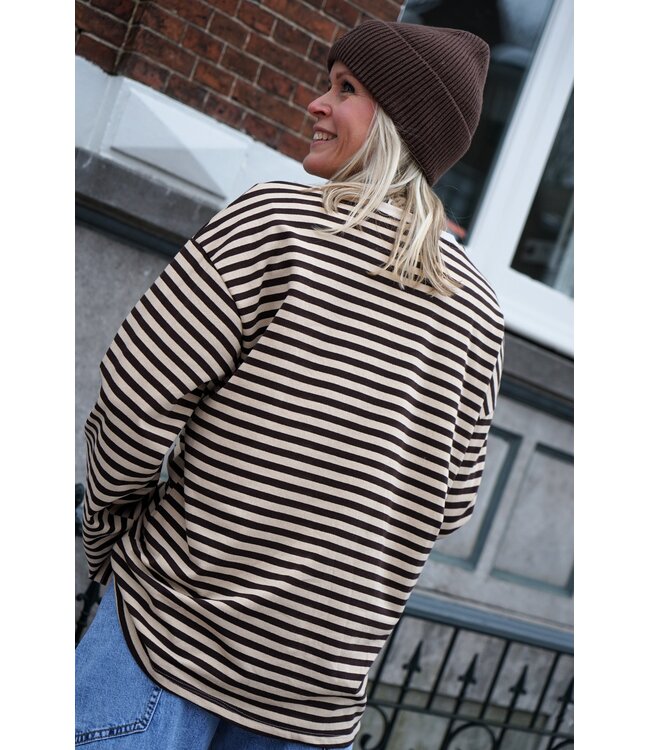 OVERSIZED STREEP TOP BRUIN BEIGE