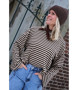 STREEP TOP SAAR BRUIN BEIGE