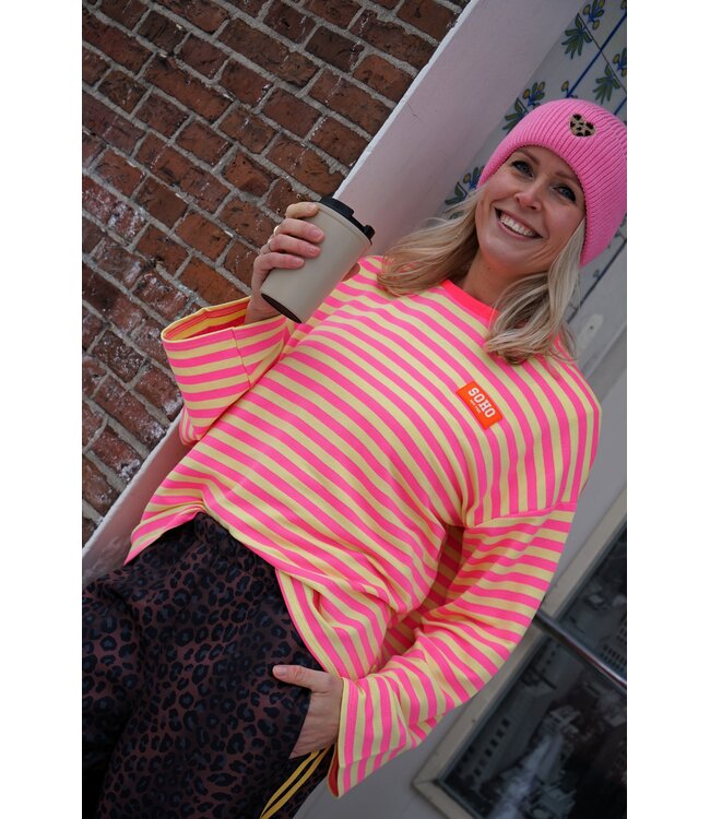 STREEP TOP LIV SOHO ROZE GEEL