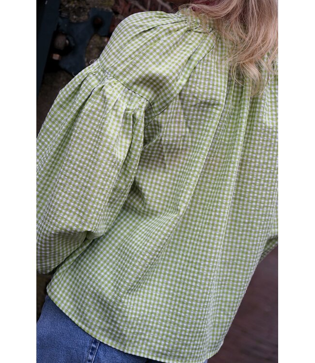 BLOUSE GEBLOKT GROEN