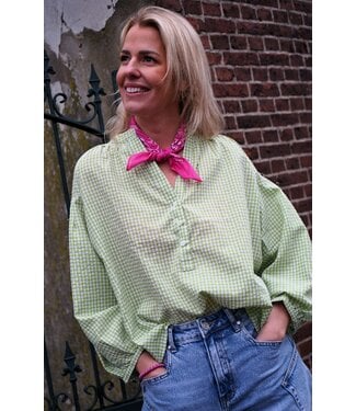 BLOUSE GEBLOKT GROEN