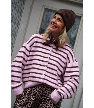 STREEP VEST BRUIN ROZE