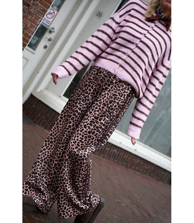 STREEP VEST BRUIN ROZE