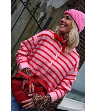 STREEP VEST ROOD ROZE