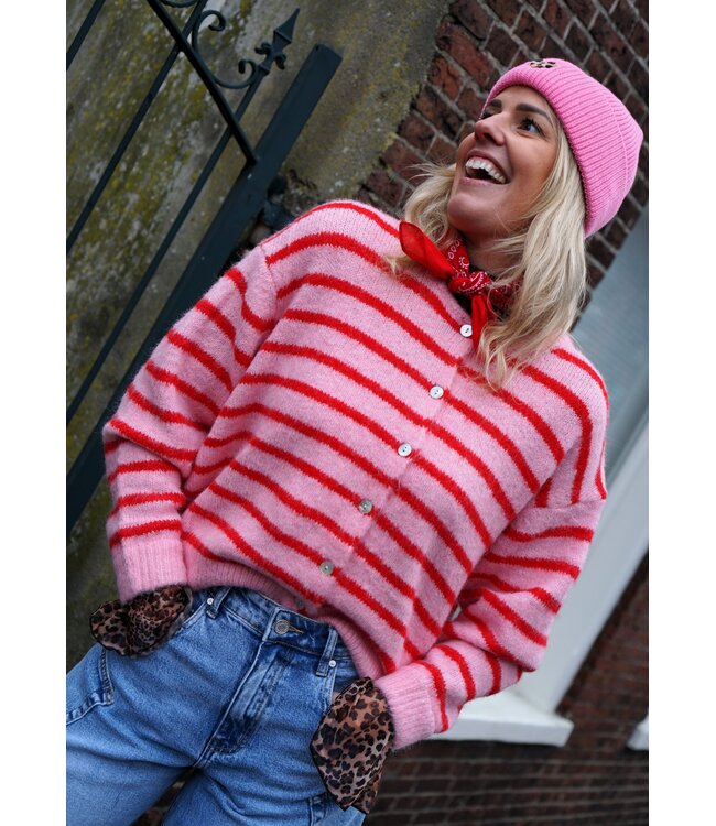 STREEP VEST ROOD ROZE