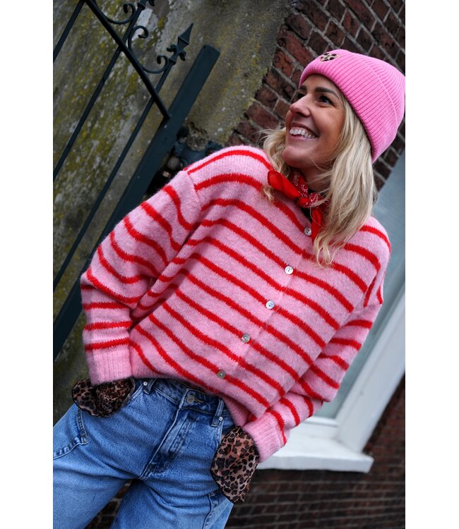 STREEP VEST ROOD ROZE