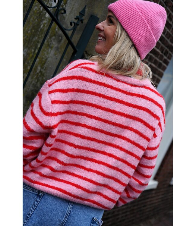 STREEP VEST ROOD ROZE