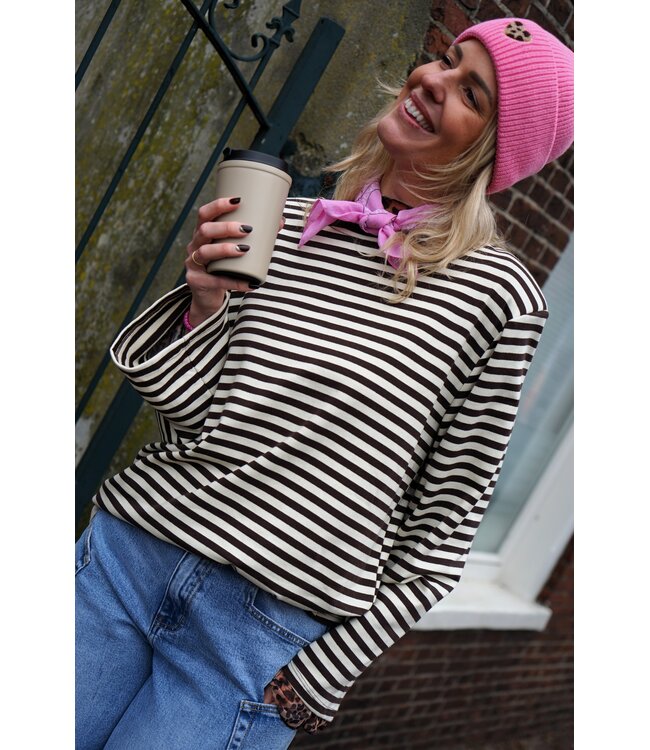 STREEP TOP BO BRUIN ECRU