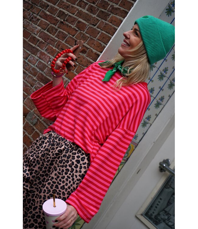 STREEP TOP FIEN ROOD ROZE