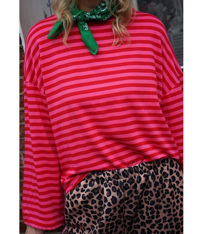 STREEP TOP FIEN ROOD ROZE