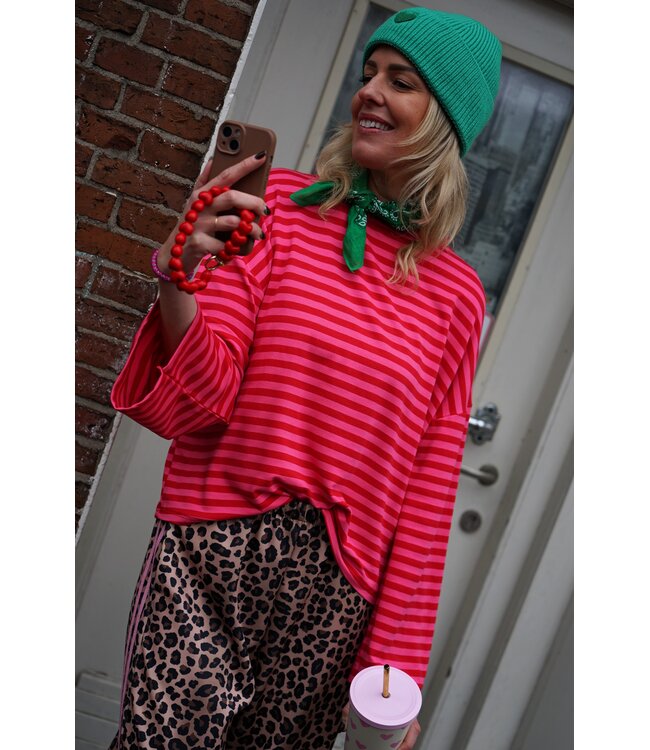 STREEP TOP FIEN ROOD ROZE