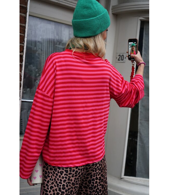 STREEP TOP FIEN ROOD ROZE