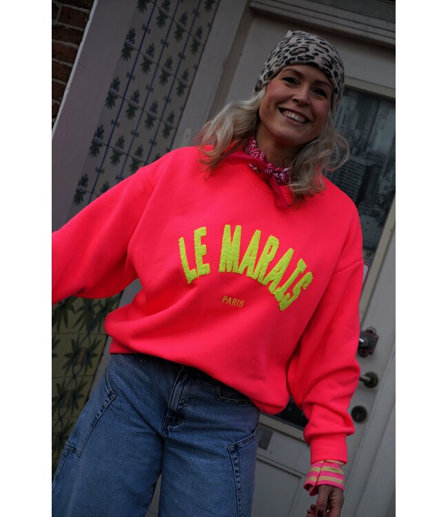 SWEATER LE MARAIS NEON ROZE GEEL