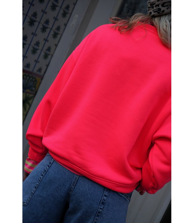 SWEATER LE MARAIS NEON ROZE GEEL