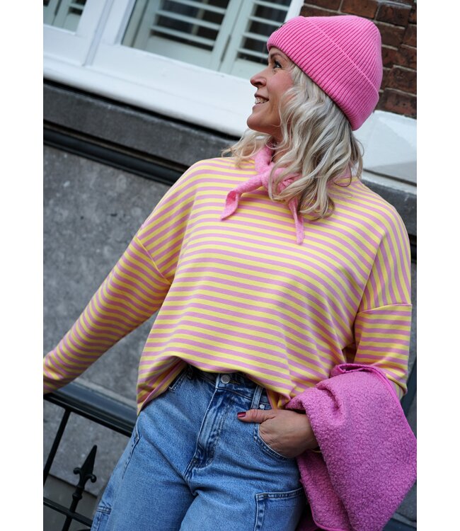 STREEP TOP KIM GEEL ROZE