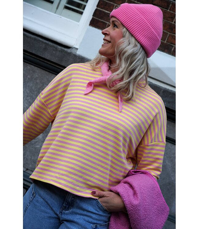 STREEP TOP KIM GEEL ROZE