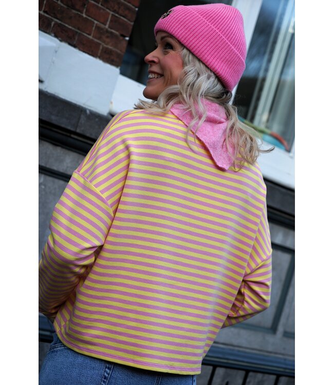 STREEP TOP KIM GEEL ROZE