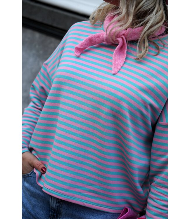STREEP TOP KIM BLAUW ROZE