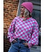 SWEATER GEBLOKT FUCHSIA BLAUW