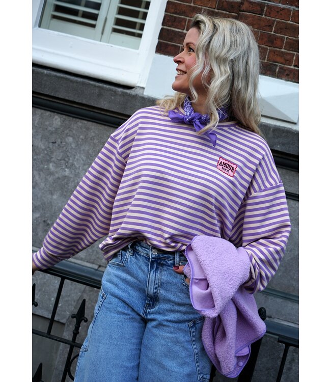 STREEP TOP AMOUR LILA ECRU