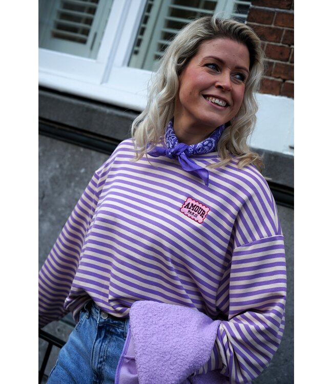 STREEP TOP AMOUR LILA ECRU