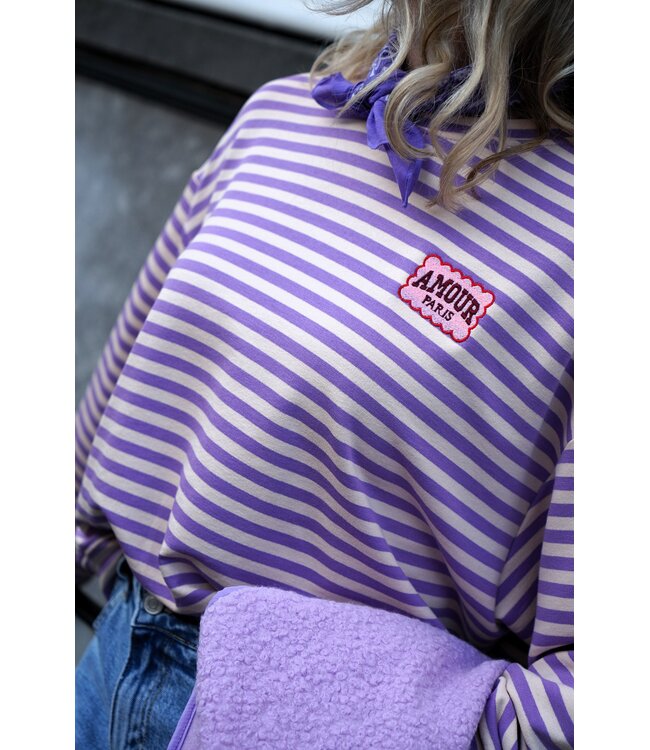 STREEP TOP AMOUR LILA ECRU