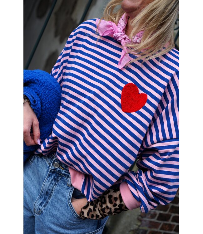 STREEP TOP HART BLAUW ROZE