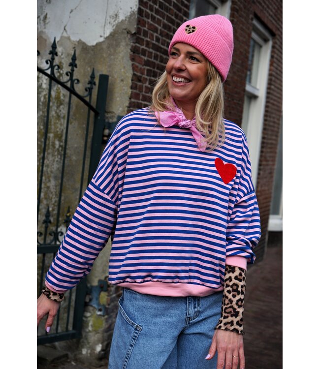 STREEP TOP HART BLAUW ROZE