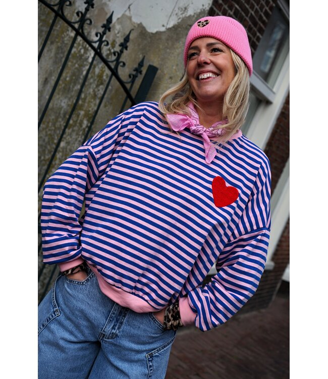 STREEP TOP HART BLAUW ROZE