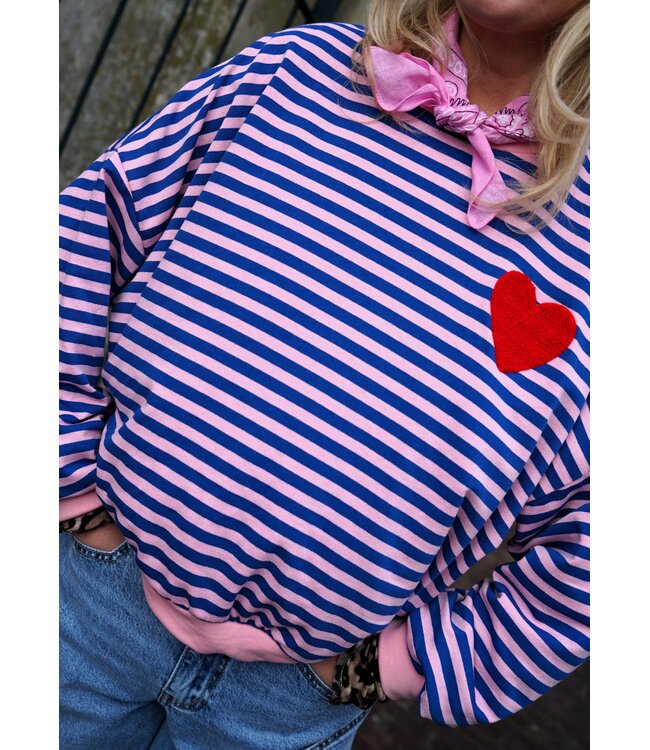 STREEP TOP HART BLAUW ROZE