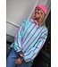 STREEP SWEATER LOT BLAUW ROZE