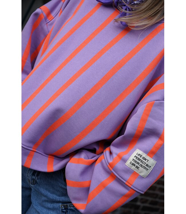 STREEP SWEATER LOT LILA ORANJE