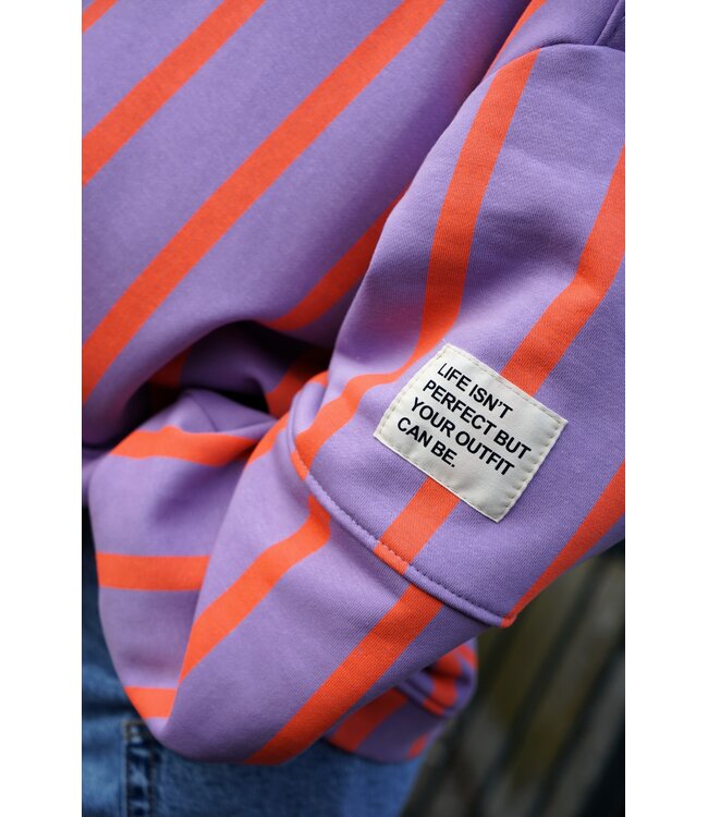 STREEP SWEATER LOT LILA ORANJE