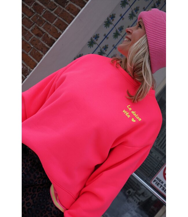 SWEATER LA DOLCE VITA FUCHSIA GEEL