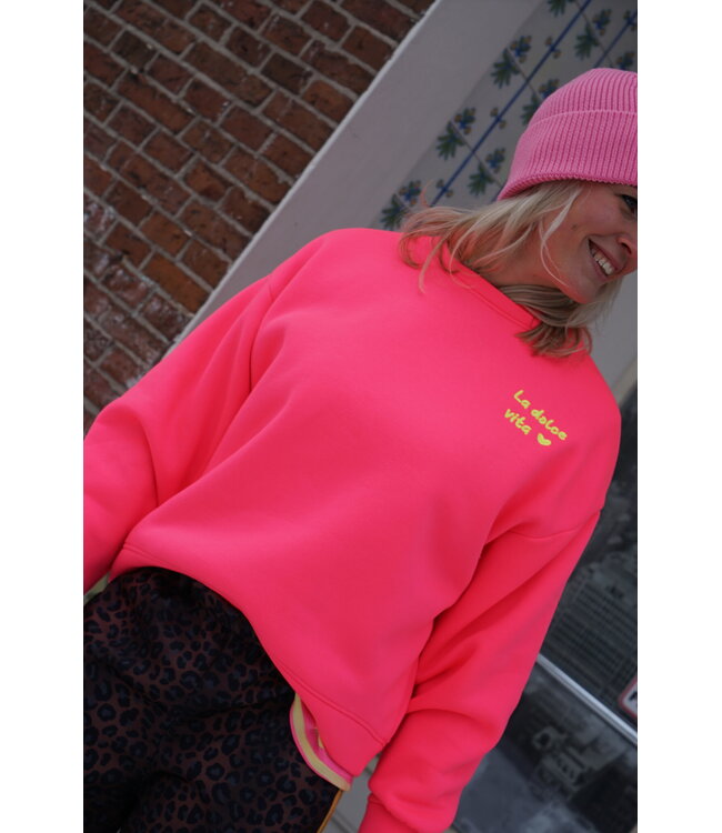 SWEATER LA DOLCE VITA FUCHSIA GEEL
